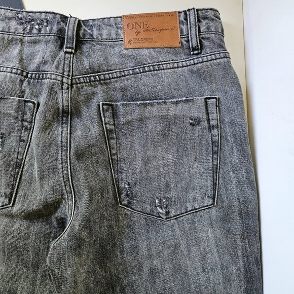 NWT ONE TEASPOON Truckers Mid Rise Straight Leg Women's 26 Opium Grey Distressed - Picture 5 of 15